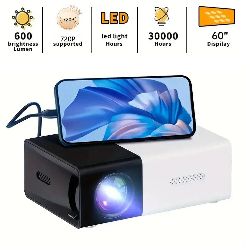 Portable Wired Projector Mobile Phone With Retractable Bracket LED Mini Home Video Equipment 1080P HD Screen USB&SD&AV&Hd